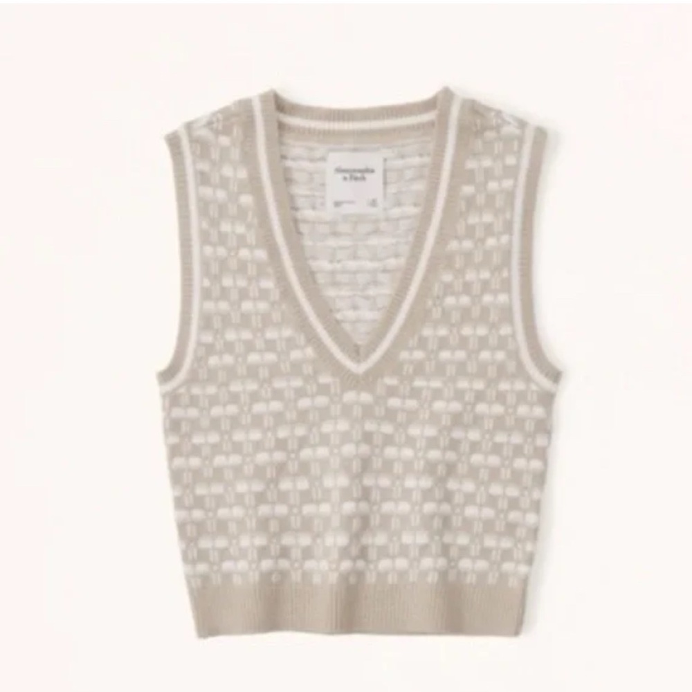 Abercrombie & Fitch Beige V-Neck Sweater Vest